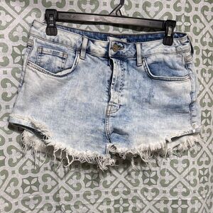 Forever 21 Light Blue Distressed Jean Shorts